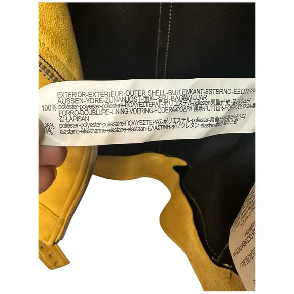 Zara Mustard Yellow Faux Suede Moto Biker Jacket with Silver Details, sz Small - Picture 5 of 6
